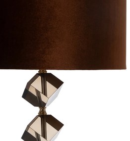 Lampa stojąca w brązowo-złotym kolorze z tekstylnym kloszem (wysokość 163 cm) – Ixia