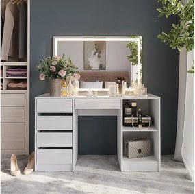 Stół toaletowy biały/biały wysoki połysk 128.2x50.1x76 sherry