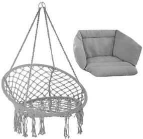 Krzesło Brazylijskie fotel wiszący Magia Wypoczynku w Stylu Boho  B-3101C SZARY