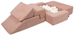 Różowy sztruksowy piankowy plac zabaw 6 szt. wysokość 40 cm 100x35 cm Montessori – Meowbaby