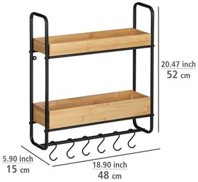 Półka na ścianę z wieszakami LOFT, dwupoziomowa, WENKO