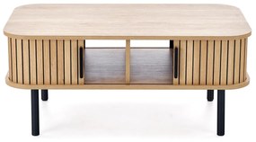 Ława z zamykaną półką, MDF naturalny/czarny 90/50/40 ANGELINA