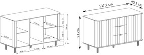 Biała ryflowana komoda z 3 szufladami R3-A85