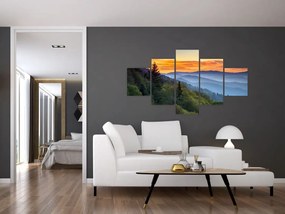 Obraz - Czerwone chmury w górach (125x70 cm)