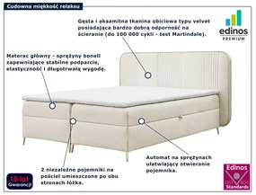 Kremowe welurowe łóżko z pojemnikami 4 rozmiary H2-T52