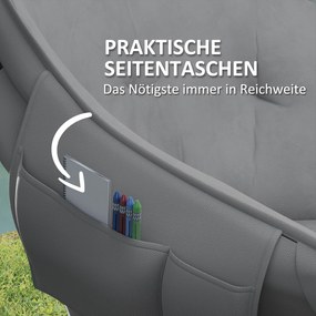 Outsunny Składane krzesło kempingowe z boczną kieszenią, torbą, poduszką do 120kg, Ciemnoszary