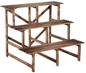 Outsunny regał na rośliny półka na kwiaty regał na kwiaty półka na rośliny stojak na kwiaty 3 stopnie drewno jodłowe kolor ciemnobrązowy 100 x 80 x 80 cm