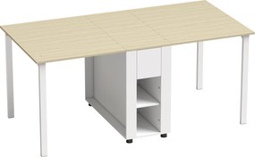 HOMCOM Stół Składany dla 6 Osób, Duży Stół Jadalniany 168 cm z 2 Szufladami i 4 Półkami | Aosom PL