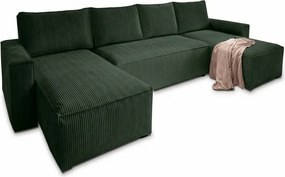 PROMOCJA Ciemnozielony zestaw wypoczynkowy w kształcie U SMART COSARO 295x140 cm II. gatunek