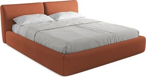Tapicerowane łóżko z pojemnikiem - 180x200 - Szynila - Terakota - HOKU
