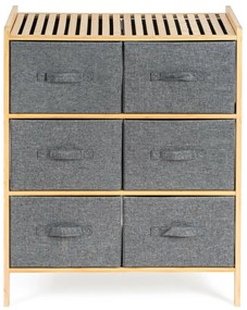 G21 Bambusowy regał z koszykami, 3 półki, szary, 3 piętra