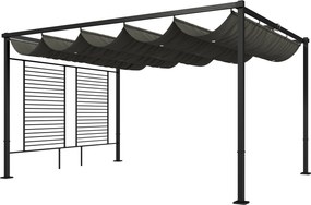 Outsunny Pergola 3,87 x 2,97 m z wysuwanym dachem, 2 panele prywatności, UV50+, ciemnoszara | Aosom PL
