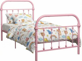 Różowe pojedyncze łóżko metalowe 90x200 cm A8-G96