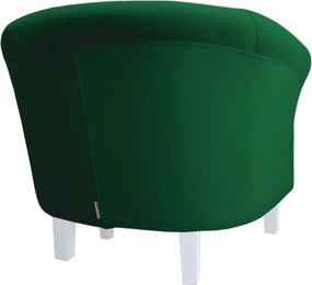 Fotel Milo tkanina Welur wygodny fotel tapicerowany do salonu i sypialni : Kolor nogi - Biała, Kolor tkaniny - VELVET - MG25, Wysokość nogi - 15 cm