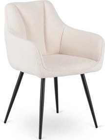 Krzesło Tapicerowane do Salonu NAWARA Kremowe Boucle Nowoczesne