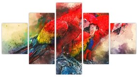 Obraz czerwonych papug Ara (125x70 cm)