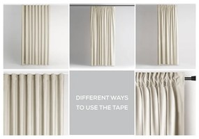 Beżowa aksamitna zasłona częściowo zaciemniająca (dimout) 140x245 cm Pleat – Restilo