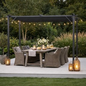 Pergola ogrodowa metalowa 3x4m z rozsuwanym dachem XT-3307B, grafitowa