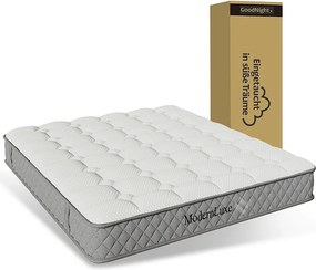 Materac sprężynowy 120×200 cm - 20 cm grubości - twardość H3 - z 7-strefowym kieszeniowym układem sprężyn - biały + szary