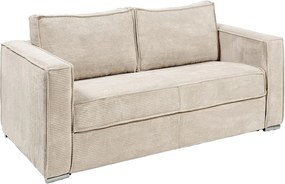 Kanapa 3-osobowa rozkładana typu express z beżowego sztruksu - Miejsce do spania 140 cm - Materac 22 cm z pamięcią kształtu - LORETO