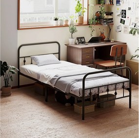 Łóżko dziecięce 90 x 200 cm – łóżko pojedyncze z metalową ramą i składane – czarne