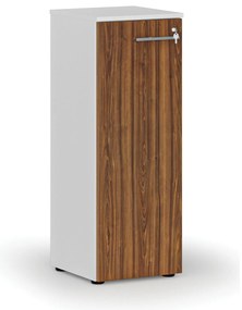 Szafa biurowa niska z drzwiami PRIMO WHITE, 400 x 420 x 1087 mm, biały/orzech