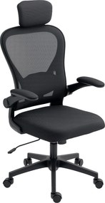 HOMCOM Fotel biurowy ergonomiczny z regulacją podłokietników i wsparciem lędźwiowym fotel do pracy czarny | Aosom PL