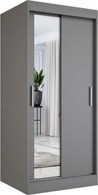 Antracytowa szafa przesuwna z lustrem T6-B34