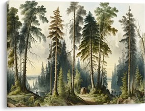 Obraz - Krajobraz lasów w stylu vintage (70x50 cm)