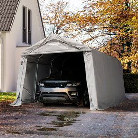 TOOLPORT 3,3x4,8m Namiot garażowy - 2m brama wjazdowa, PVC 800, szary, ze statyką (podłoże gruntowe) - (58316)