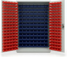 Szafa z plastikowymi pojemnikami, 1200 x 500 x 1990 mm, 153+84 boksów