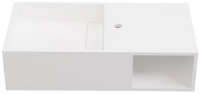 Umywalka wisząca z litą powierzchnią z wnęką – Biała – Szer. 80 x Głęb. 40 x Wys. 20 cm – GOYOKO