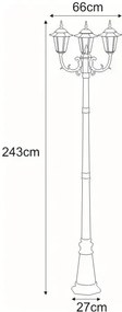 Czarna wysoka latarnia ogrodowa potrójna - 3X S325 W1-R93
