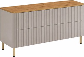 Szafka łazienkowa 120, Kaszmir, blat dąb craft, nogi złote, 120,8 x 44,2 x 65 cm