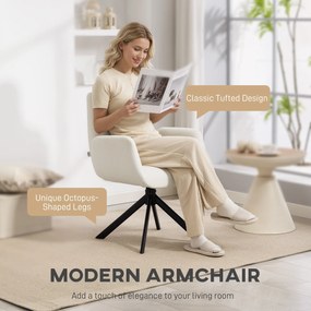 HOMCOM Fotel tapicerowany, fotel akcentowy, nowoczesny design, obrotowy, do 120 kg, kremowo-biały