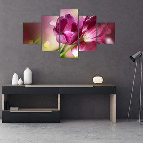 Obraz różowych tulipanów (125x70 cm)