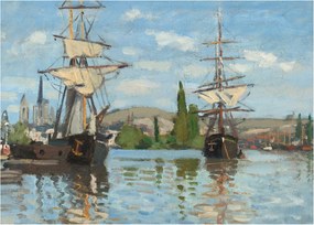 Obraz - Claude Monet, Ships Riding on the Seine at Rouen, reprodukcje (70x50 cm)