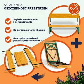 Zestaw piwny PRAKTIK z oparciami, 170cm, brązowa Jurhan