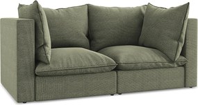 Modułowa sofa 2-osobowa - z tkaniny bouclé - oliwkowy - MANAO