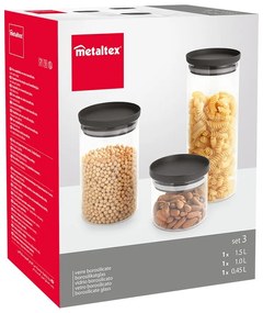 Szklane pojemniki na żywność 3 szt. – Metaltex