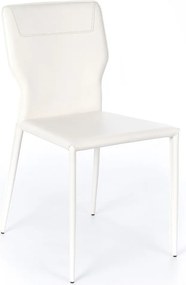 Zestaw 2 nowoczesnych krzeseł "Quito" ze skóry ekologicznej w kolorze białym z metalowymi nogami, 44x56 cm, 86,5 h
