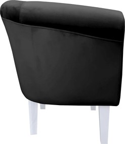 Fotel Milo tkanina Welur wygodny fotel tapicerowany do salonu i sypialni : Kolor nogi - Biała, Kolor tkaniny - VELVET - MG19, Wysokość nogi - 20 cm