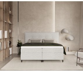 Jasnoszare łóżko boxspring ze schowkiem 200x200 cm Sinai – Maison de Rêve