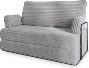 Masseno Sofa piankowa LADIA z funkcją spania, Kanapa z pianki do salonu, Bezmontażowa, Tkanina sztruksowa – Jasnoszary TILIA 86