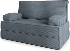 Masseno Sofa piankowa LADIA z funkcją spania, Kanapa z pianki do salonu, Bezmontażowa, Tkanina sztruksowa – Szary POSO 60