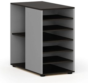 Dostawna szafka półkowa do biurka PRIMO GRAY, lewa, szara/wenge