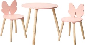 Zestaw mebli dziecięcych z różową kokardą, stolik + 2 krzesła