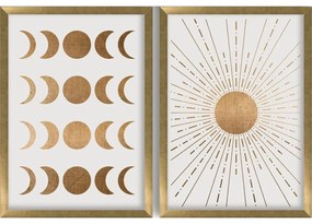 Obrazy zestaw 2 szt. 38x53 cm Moon &amp; Sun – Wallity