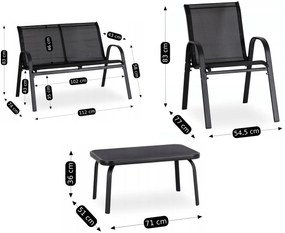 Mały zestaw mebli ogrodowych ze stolikiem Minnesota, czarny