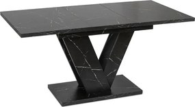 Zestaw Stół Prostokątny Rozkładany CLARK 120-160 cm Czarny Marmur i 4 Krzesła Tapicerowane do Jadalni RIO Beżowe Welurowe Loft